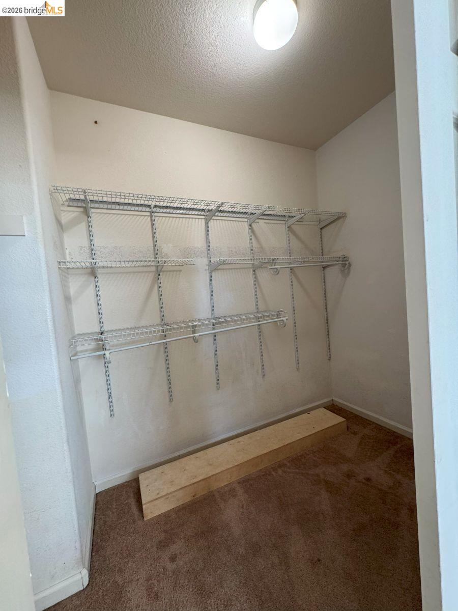 a view of a room with racks on the wall