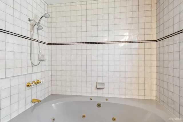 a bathroom with a bathtub