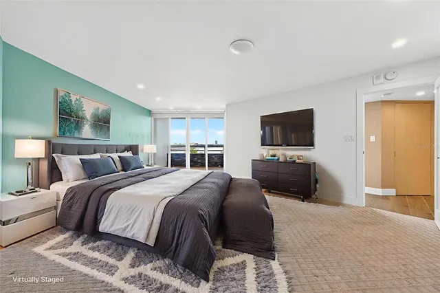 a view of a city and lake