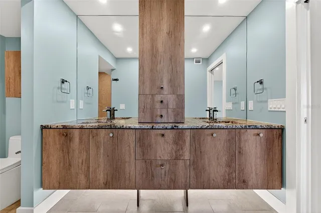 a view of a park with a trees