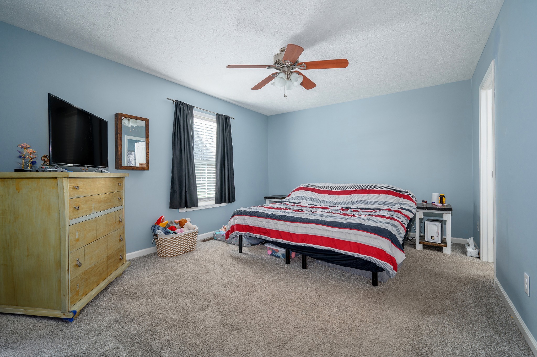 2995 Oak Grove Church Road Bethpage, TN 37022 - Photo 12 of 28 a bedroom with a bed and a chandelier