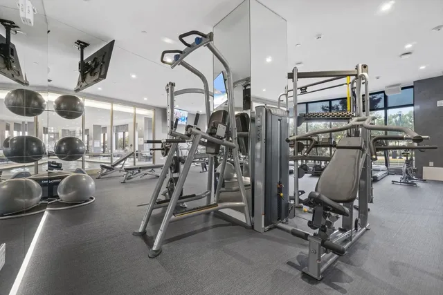a view of a room with gym equipment