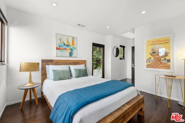 an aerial view of a house with garden