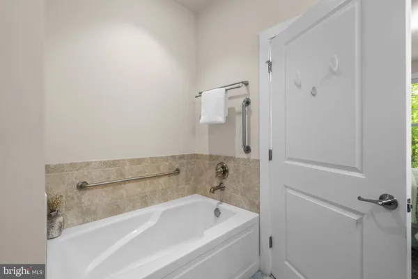 a bathroom with a bathtub