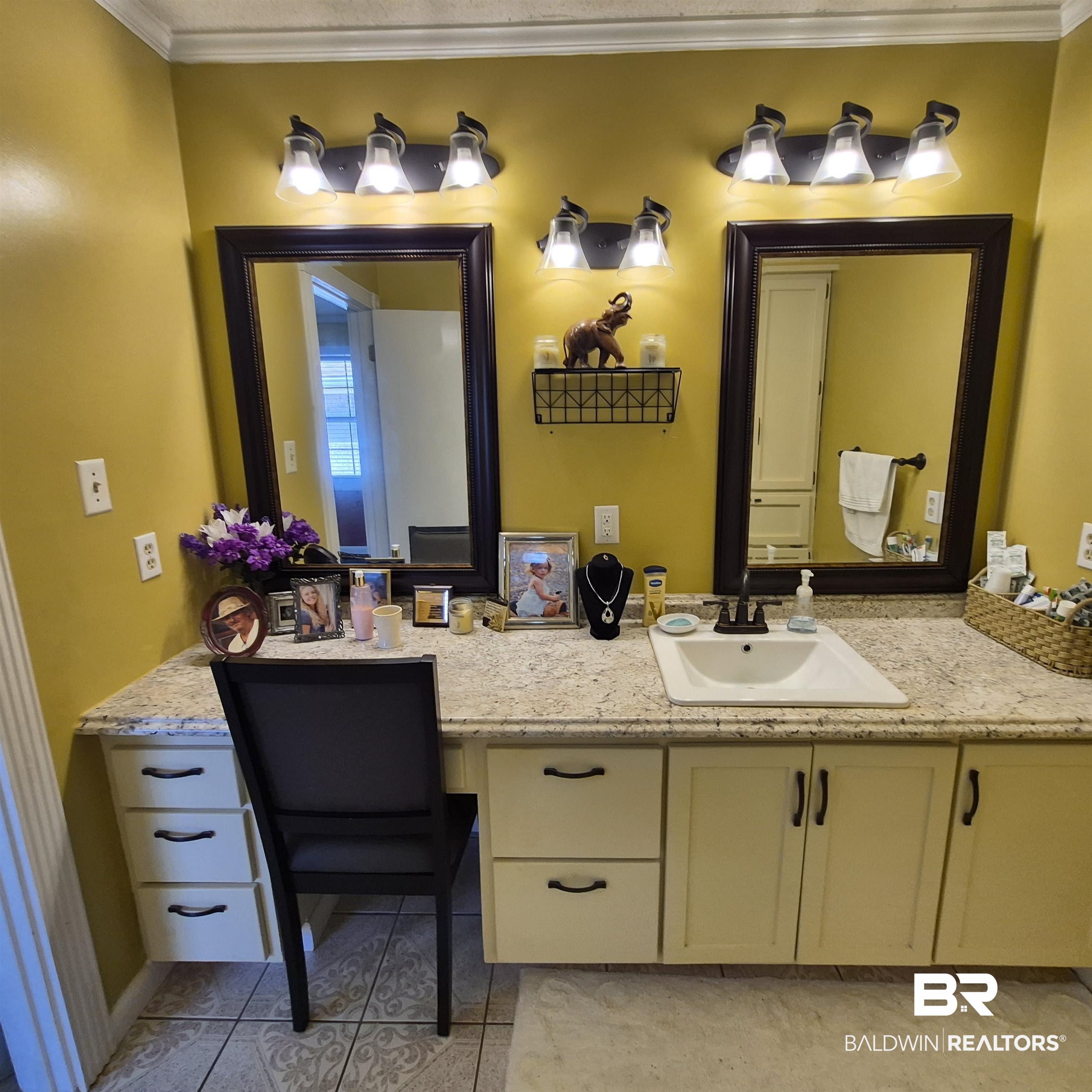 26635 Highway 41 Range, AL 36473 - Photo 24 of 74 Bathroom with vanity, ornamental molding, and light tile patterned floors
