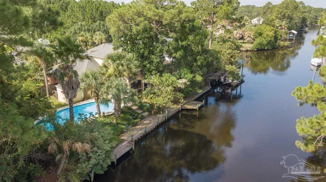 a view of a lake with a house