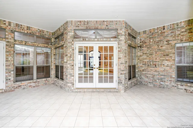 a view of an entrance of the building