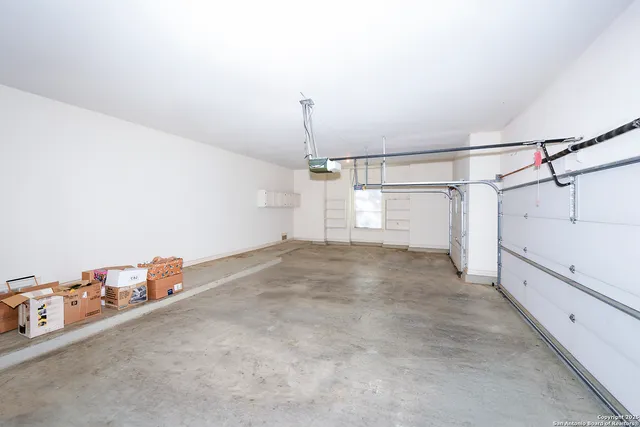 a view of a garage with closet