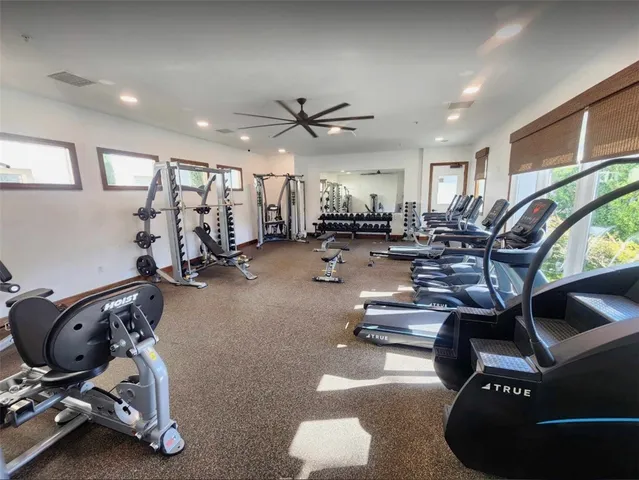 a view of a room with gym equipment