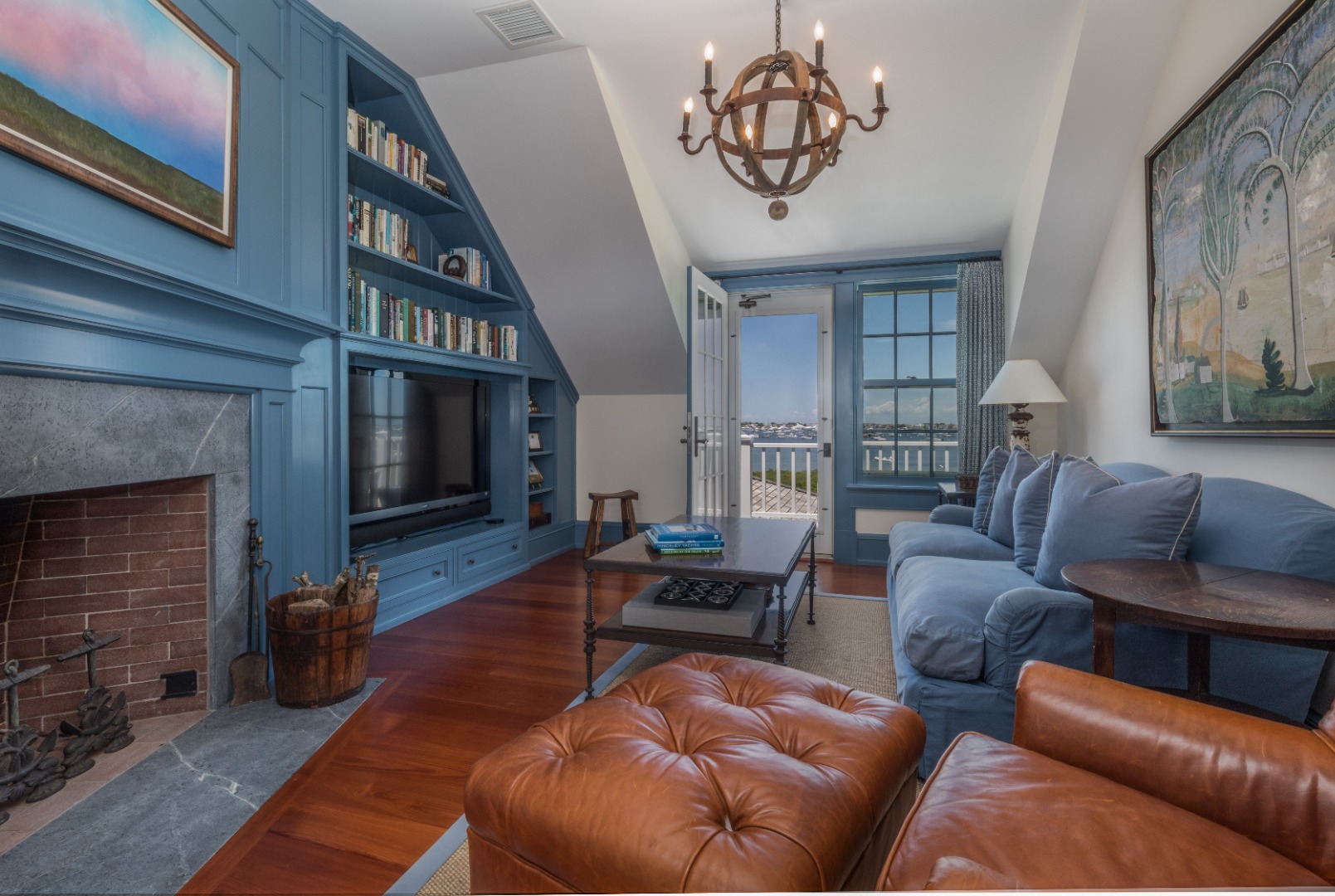 20 Berkeley Avenue Nantucket, MA 02554 - Photo 30 of 30 a living room with furniture a fireplace and a flat screen tv
