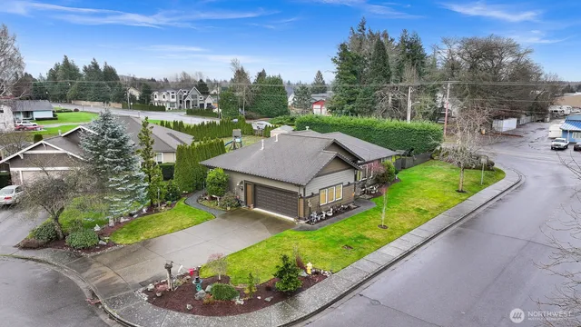 a aerial view of a house with outdoor space