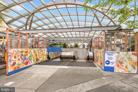 a view of a building and a street