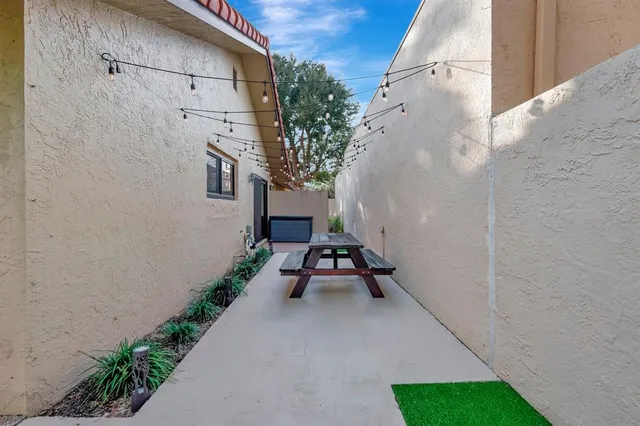 a view of outdoor space with seating