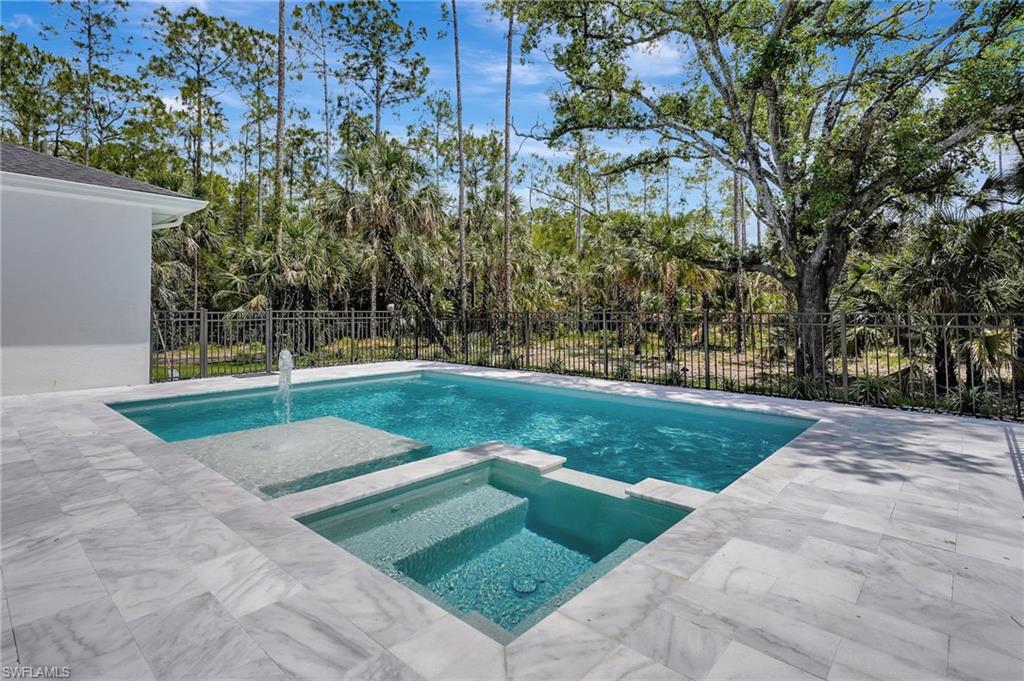 3390 12th Avenue Southeast Naples, FL 34117 - Photo 36 of 48 View of pool with fence, a pool with connected hot tub, and a patio
