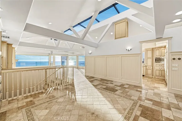 a view of a balcony with an ocean view