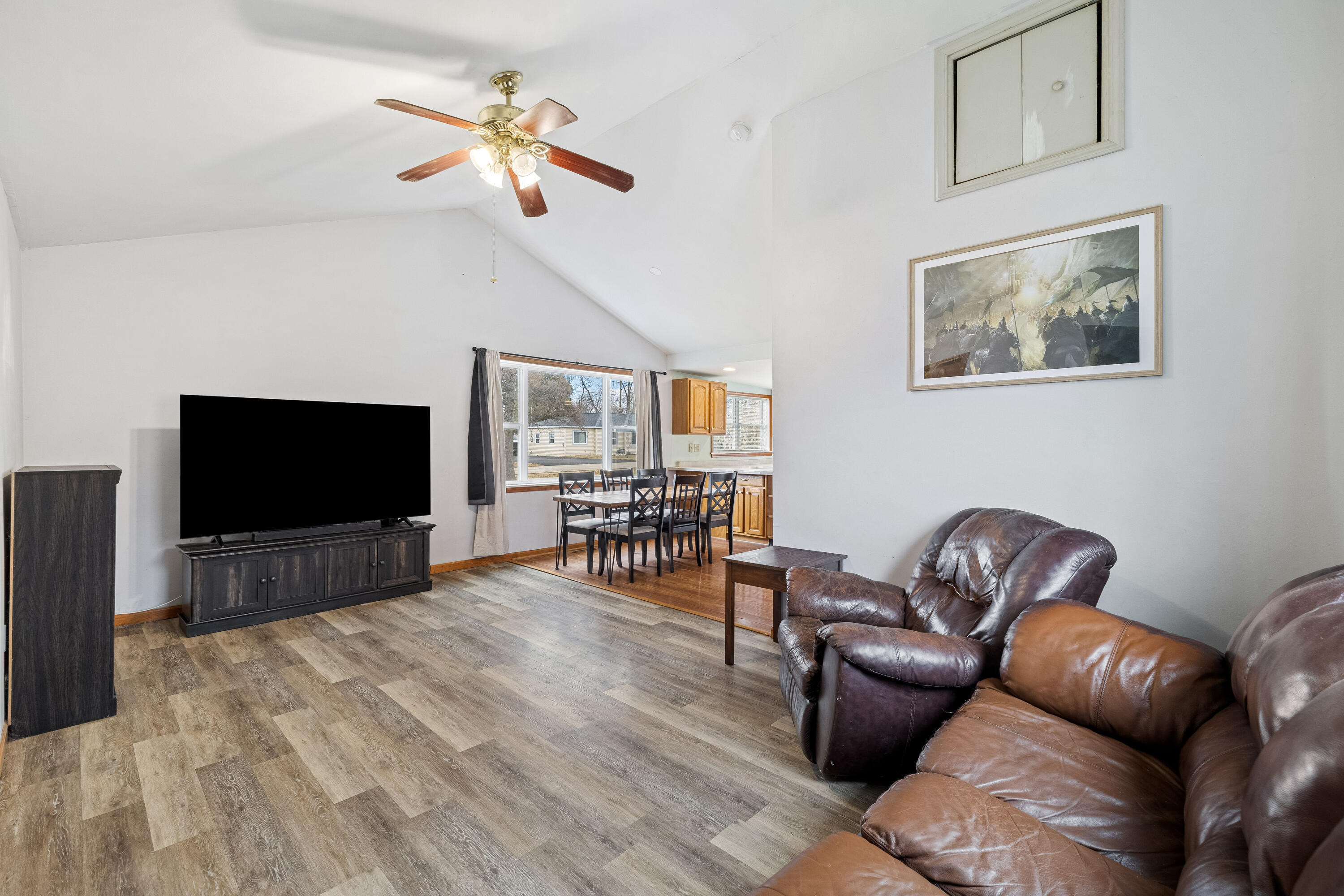 N1340 Cedar Road Bloomfield, WI 53128 - Photo 2 of 14 Open Living Room with Vaulted Ceilings