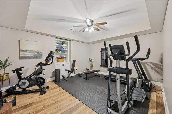 a view of a room with gym equipment