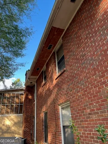 a view of a building with a door