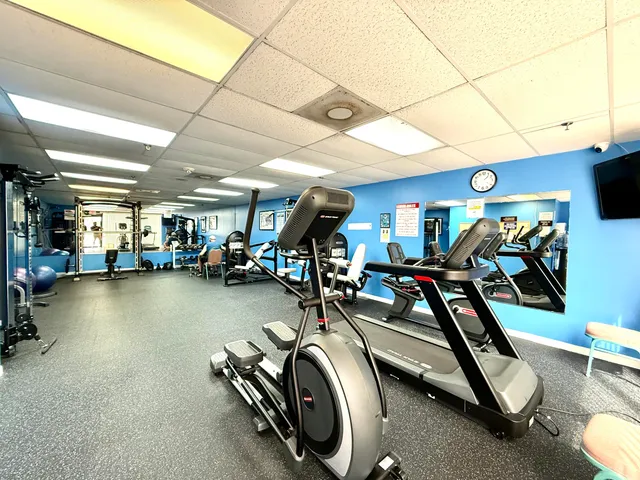 a view of a room with gym equipment