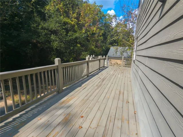 a view of a wooden bridge