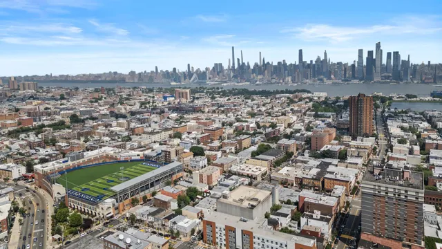 an aerial view of a city