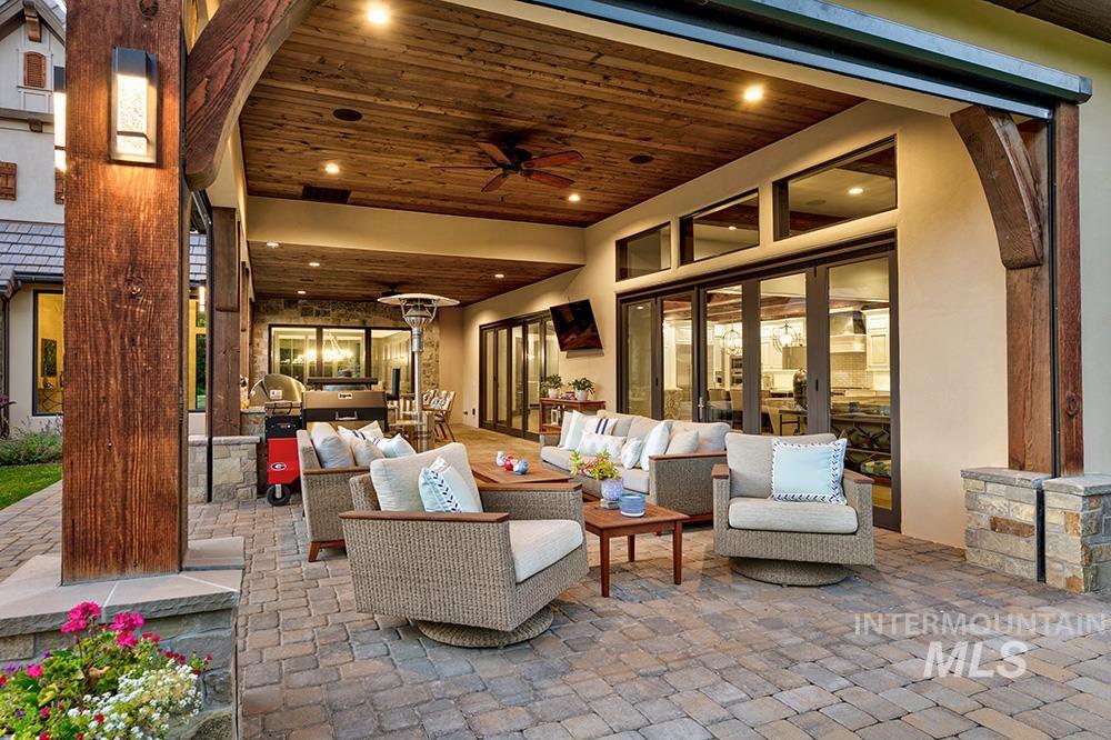 1582 East Rivers End Court Eagle, ID 83616 - Photo 38 of 49 View of patio / terrace with ceiling fan and outdoor lounge area