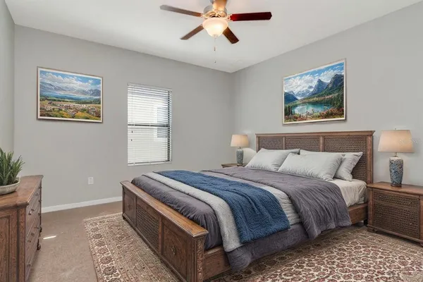 a bedroom with bed and a window