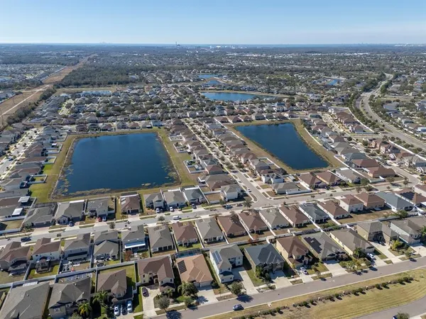 an aerial view of multiple house
