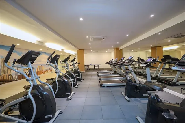 a view of a room with gym equipment