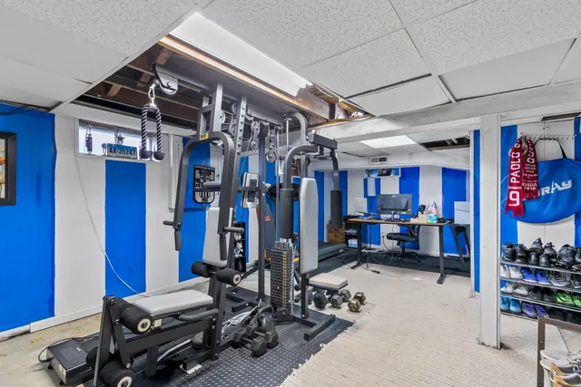 a view of a room with gym equipment
