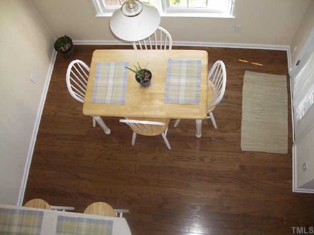 2928 Englefield Drive Raleigh, NC 27615 - Photo 4 of 9 Here's an overhead view of the spacious and sunny breakfast area! Look at those hardwood floors! There is also access to the back porch and yard from here!