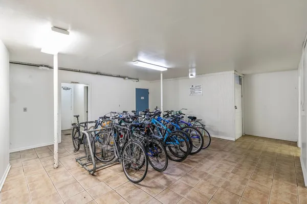 a view of a hallway with white walls