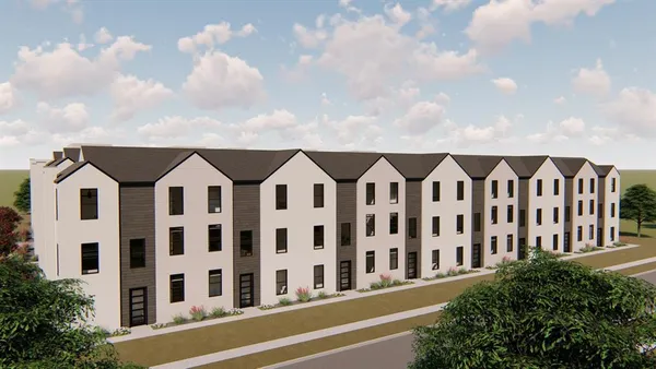 a front view of a large building