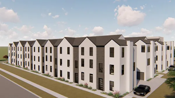 a view of a large white building