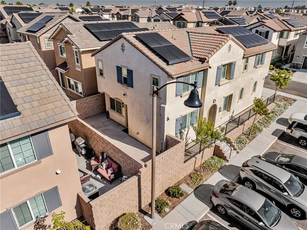 an aerial view of a house