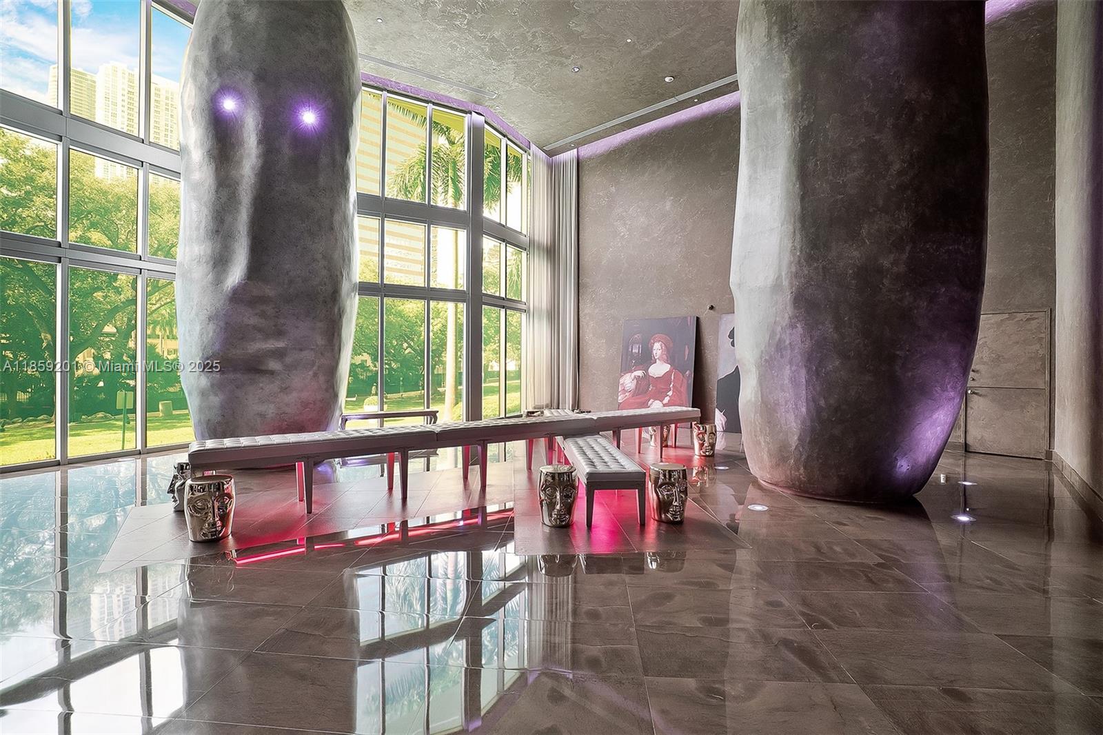 495 Brickell Avenue, Unit 420 Miami, FL 33131 - Photo 68 of 73 a view of an empty room with a floor to ceiling window