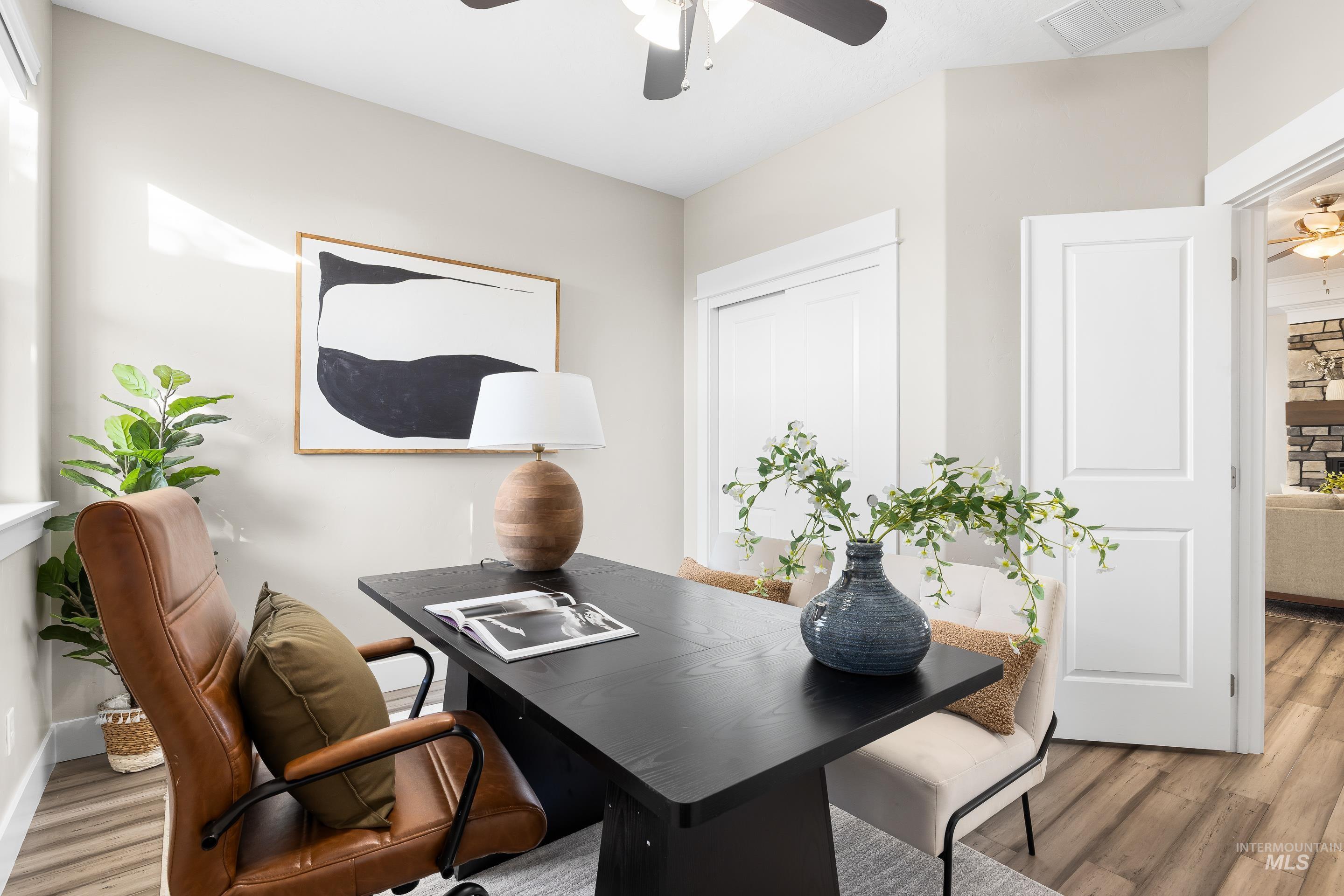 8018 Plumberry Court Middleton, ID 83644 - Photo 25 of 50 Office space with a ceiling fan and light wood finished floors