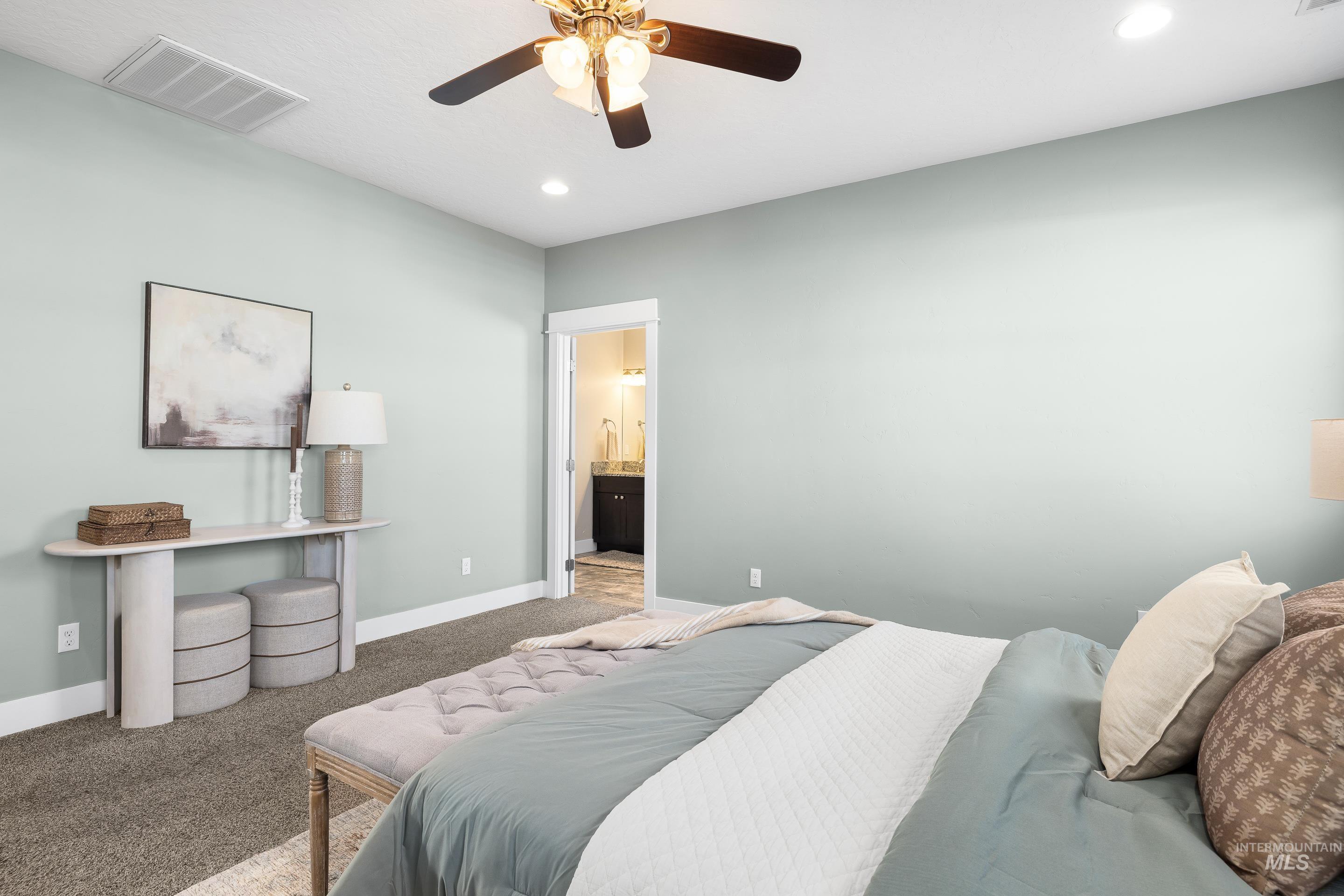 8018 Plumberry Court Middleton, ID 83644 - Photo 28 of 50 Carpeted bedroom with ceiling fan, recessed lighting, and ensuite bath