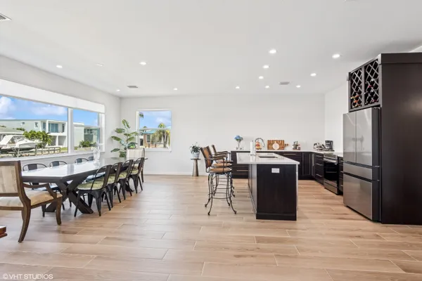 a kitchen with lots of counter top space