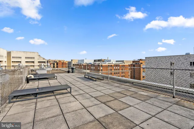 a view of a terrace with seating space