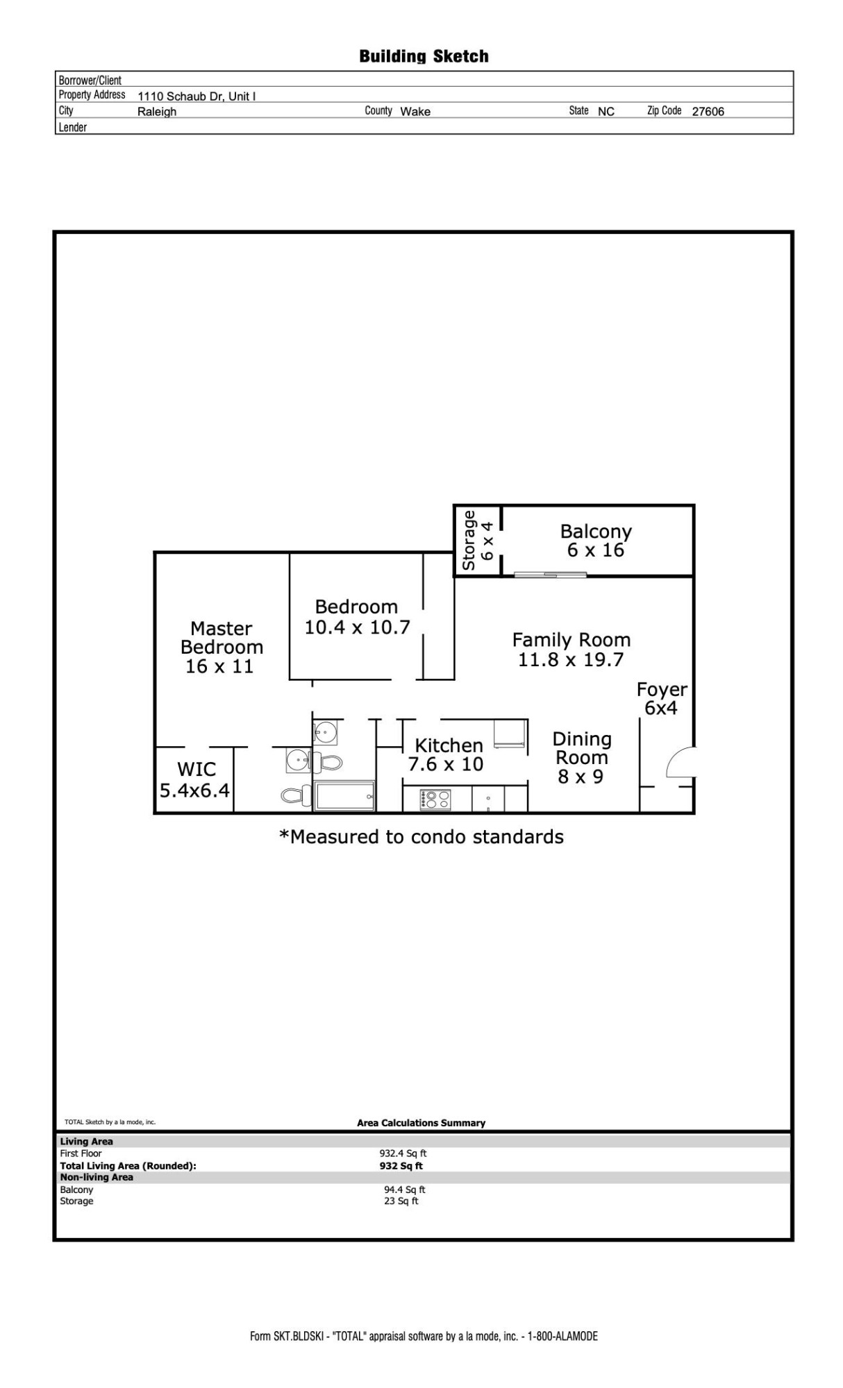 1110 Schaub Drive, Unit I Raleigh, NC 27606 - Photo 20 of 20 Floor Plan