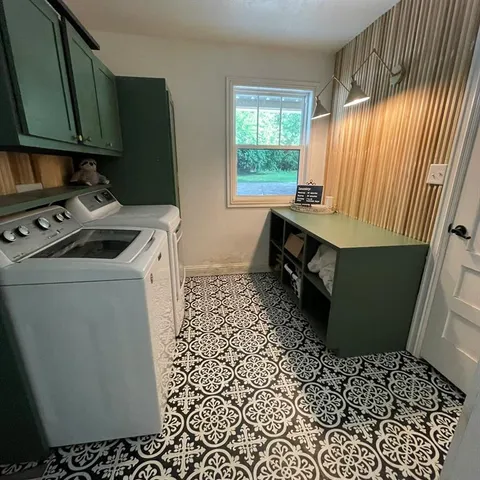 a room with a washer and dryer