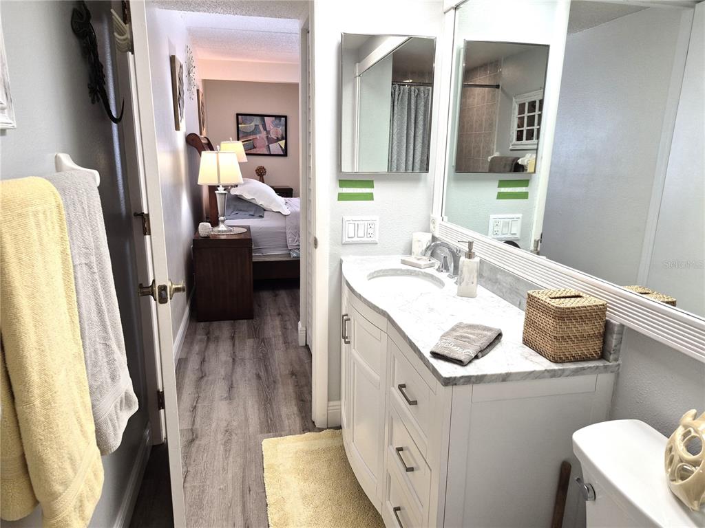 107 Windward Place, Unit 107 Oldsmar, FL 34677 - Photo 25 of 34 a bathroom with a sink a mirror and vanity