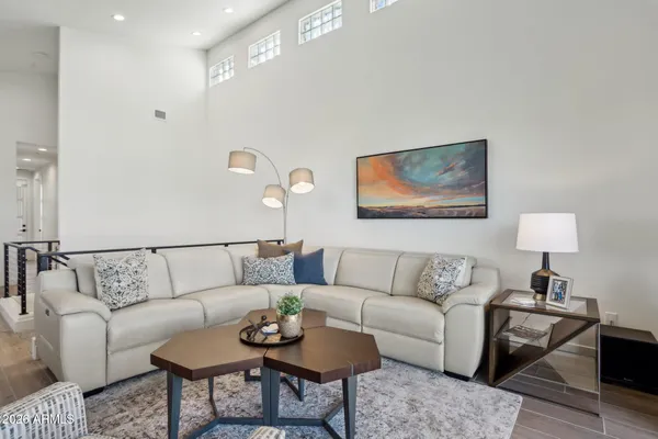 a living room with furniture and a couch