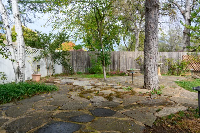 a view of a house with a yard and plants