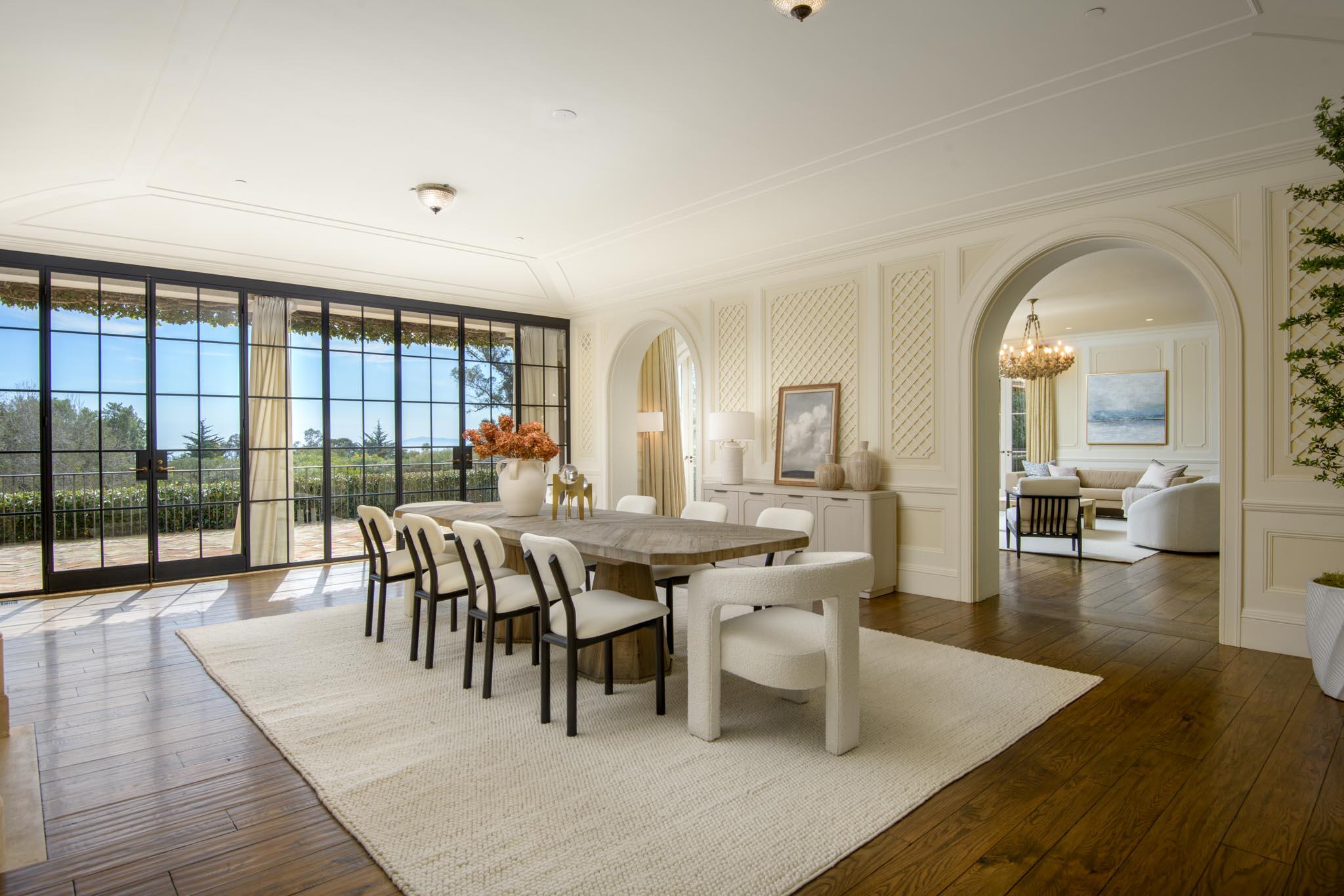 771 Garden Lane Montecito, CA 93108 - Photo 16 of 44 a view of a dining room with furniture wooden floor and chandelier