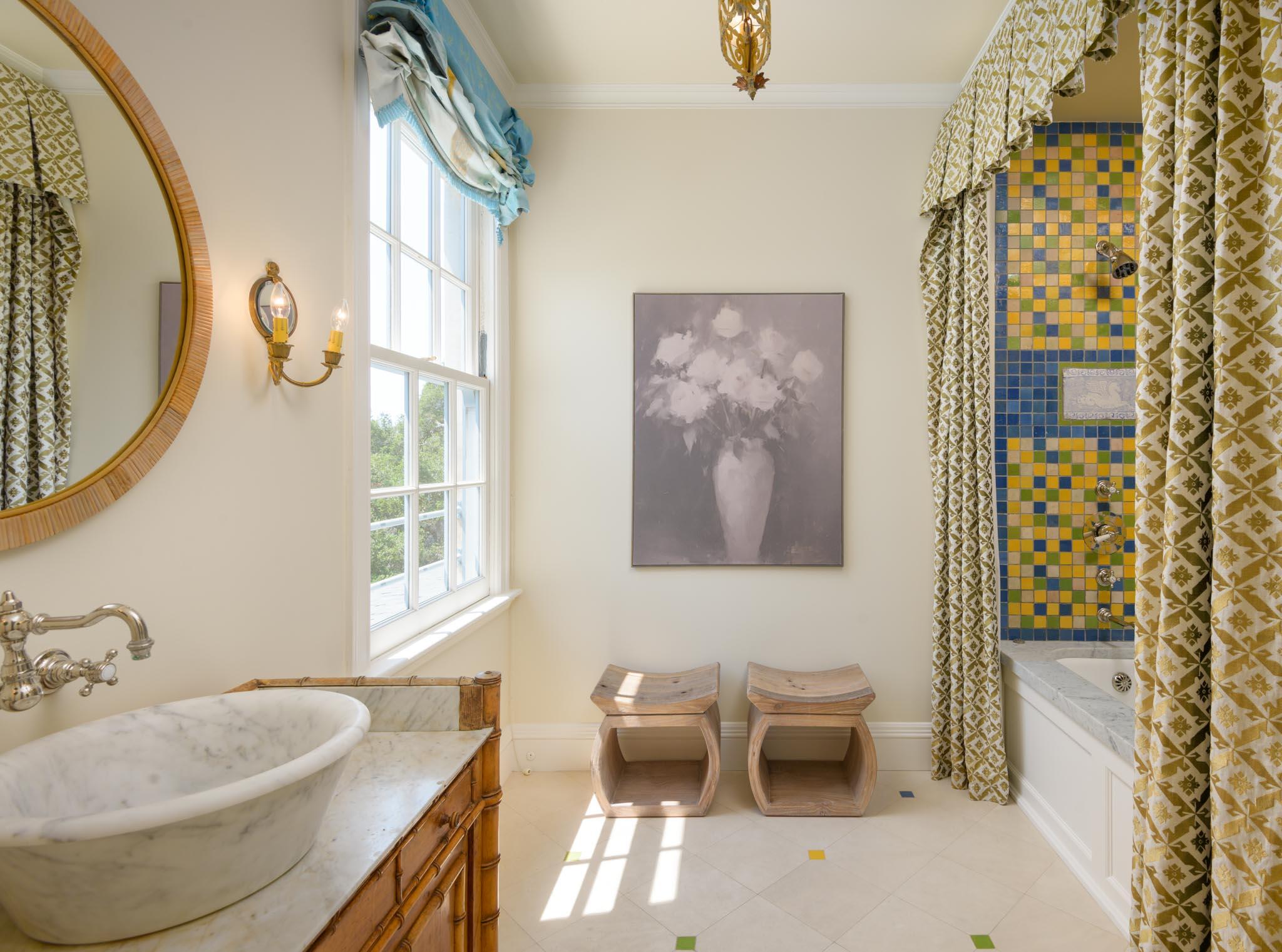 771 Garden Lane Montecito, CA 93108 - Photo 37 of 44 a bathroom with a granite countertop sink and a mirror