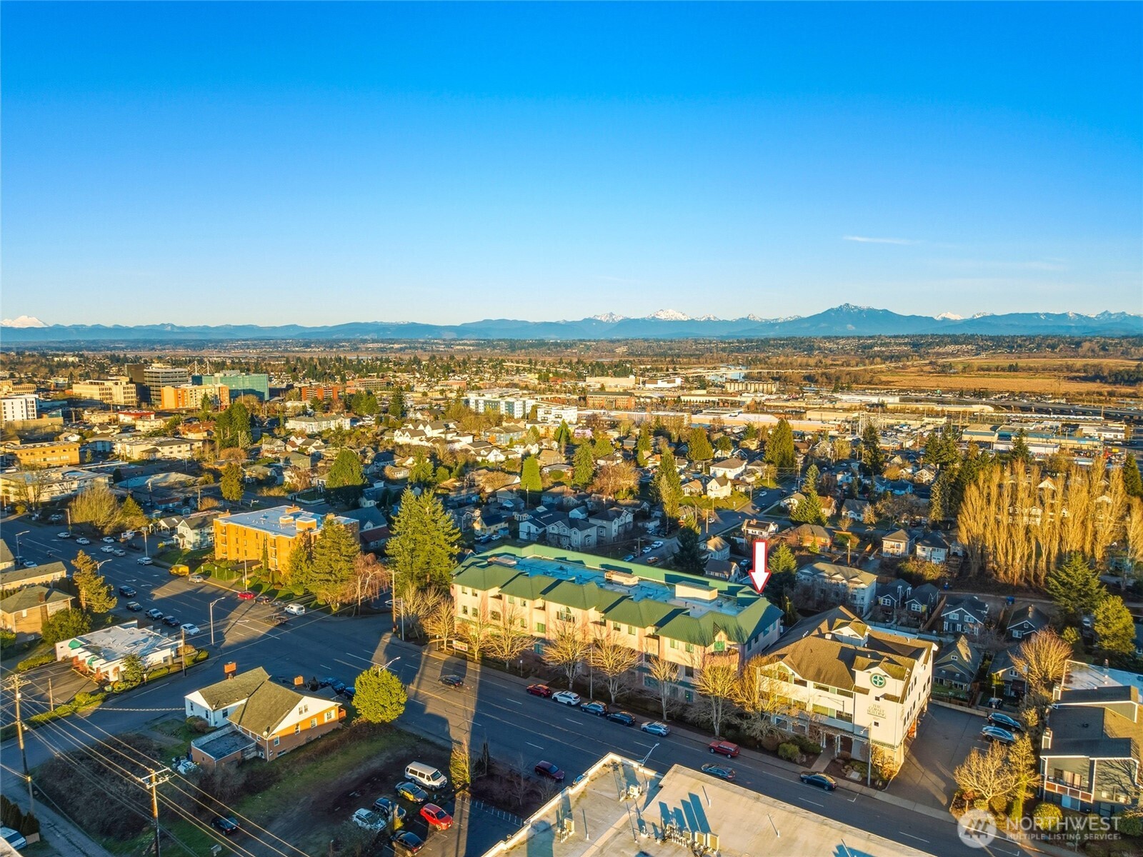 3501 Colby Avenue, Unit 311 Everett, WA 98201 - Photo 25 of 28 an aerial view of residential building and ocean