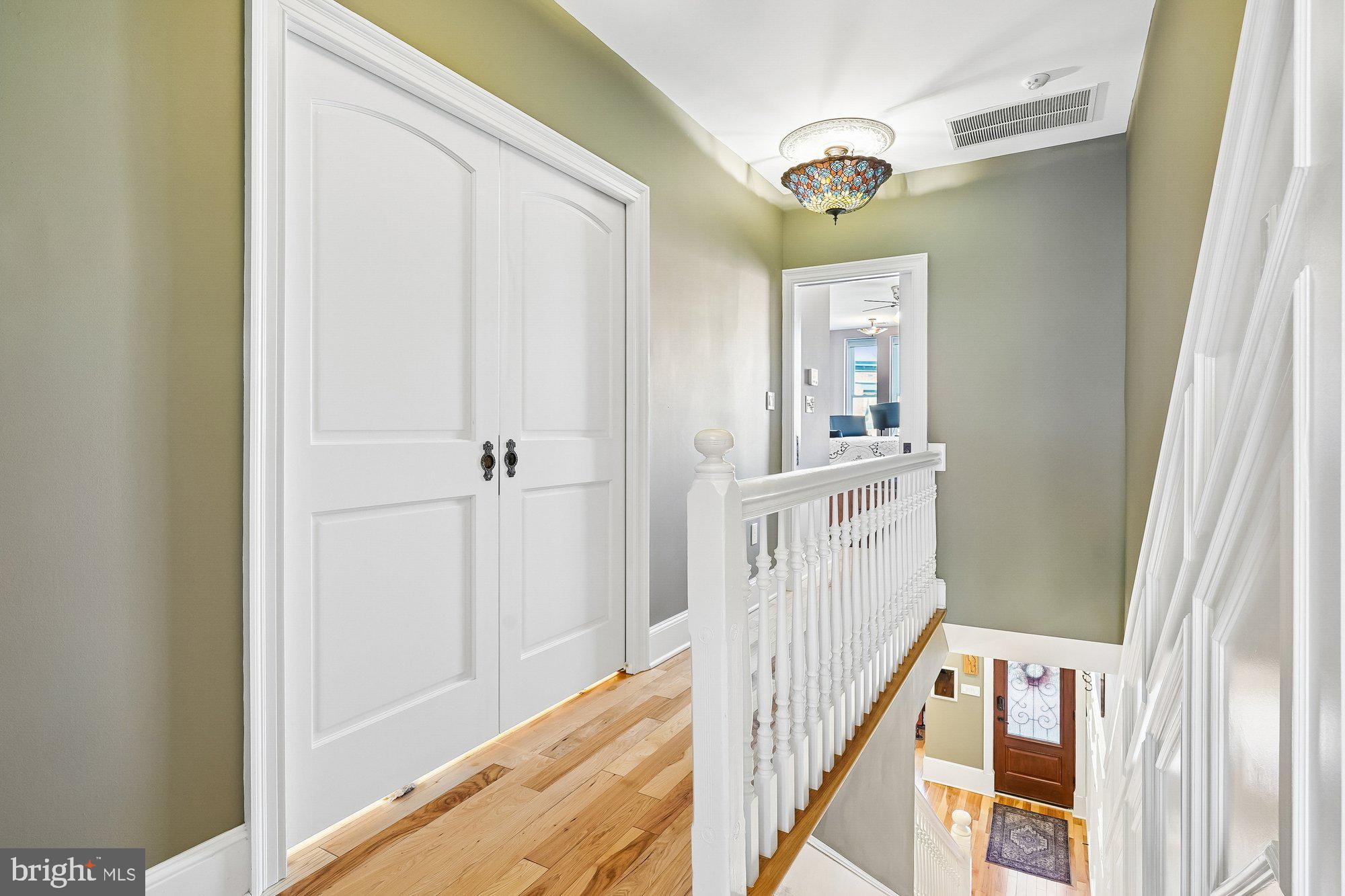 909 C Street Northeast Washington, DC 20002 - Photo 24 of 43 a view of a hallway to a livingroom with wooden floor and stairs