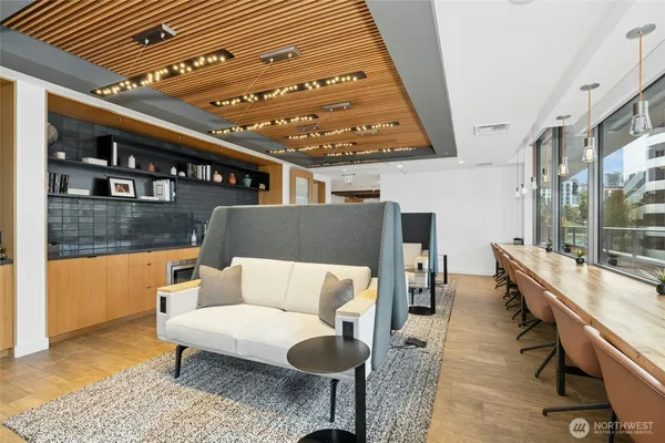 a front view of a building with glass windows